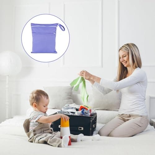 ZPLASK Wet Bag, Wet Clothes Bag, Waterproof Reusable Portable Small Wet Bag, Washable Wet Bags for Swimming Camping Travel Gym Pool Beach for Storage Dry Or Wet Clothes 14.1X11.6 Inch (Purple) — view 6