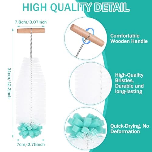 MICHIHOMIE 2 Pcs Long Handle Bottle Brush for Cleaning with Wood Handle — view 2