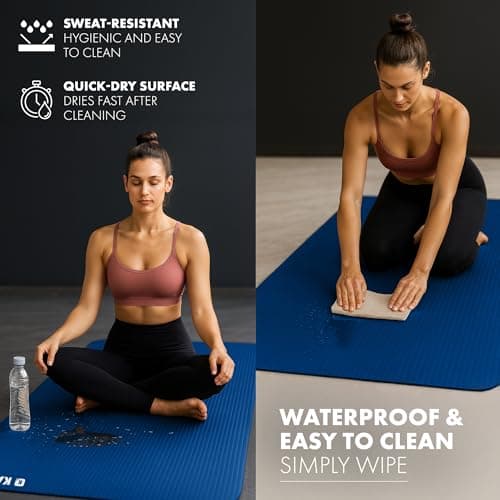 KAYMAN Exercise Yoga Mat Non Slip - Blue, 183 x 60 cm | Training & Workout Mat for Yoga, Pilates, Gymnastics, Stretching & Meditation | Eco Friendly Exercise Mat for Home with Carrying Straps — view 6