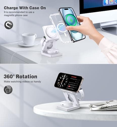 3 in 1 Wireless Charging Station for Apple Multple Devices - Foldable Magnetic Wireless Charger dock -Travel 18W charger stand for iPhone 17/16/15/14/13/12 Pro/Pro Max/Plus/Watch & Airpods All Series — view 6