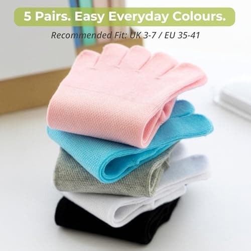 QUPOLPOL Toe Socks for Women, Low Cut Ankle Socks, 5 Pairs, UK 3-7 — view 6