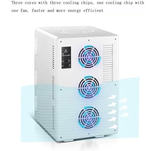 YOtat Mini Fridge Mini Fridge for Bedroom,20-Liter Mini-Fridge Cooler/Warmer for Cars Road Trips Homes Offices and Dorms Gold/Silver (Silver Triple core) — view 3