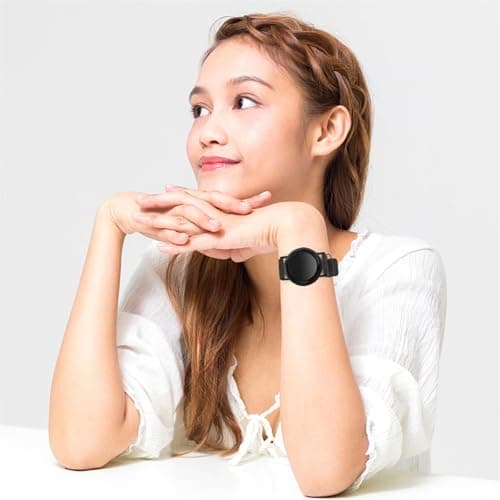 ibasenice Adjustable Leather Wristband Compatible with Bluetooth Tracker Breathable Hollow Design Lightweight and Comfortable Tracking Watch Strap for Boys — view 5