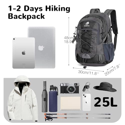 Outplea 25L Hiking Backpack for Men Women, Lightweight Outdoor Rucksack for Trekking Climbing Sports, Casual Daypack for Travel School Work, Black — view 2