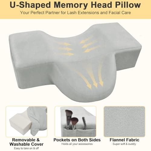 CGBE Lash Pillow for Eyelash Extensions: Ergonomic U-Shaped Neck Support Cushion, Soft Flannel Eyelash Cushion for Home and Beauty Salon, Lash Technician Bed Supplies - Grey — view 5