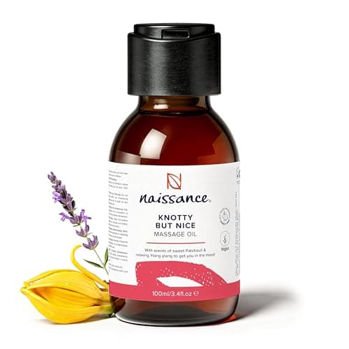 Naissance 'Knotty But Nice' Massage Oil 100ml, 100% Blend of Grapeseed with Ylang Ylang, Patchouli, Clary Sage, Orange, Grapefruit, Frankincense, Black Pepper Essential Oils