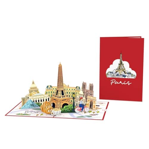 papercrush® Pop-Up Card Paris - Travel Voucher or Money Gift for Paris Travel, 3D Giftcard for Weekend Trip & Wedding Anniversary, Romantic Anniversary Present for Her, Short Holiday Birthday Card — view 3