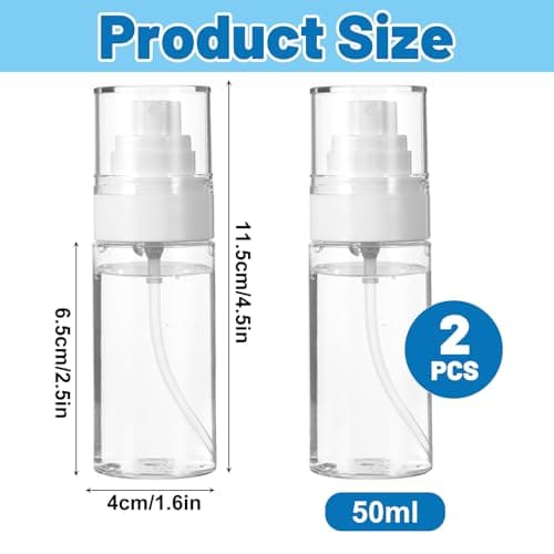 Yuanan 2-Pack Small Spray Bottles 50ml, Fine Mist Refillable Travel Bottles, Empty Mini Atomiser for Toiletries & Skincare — view 2