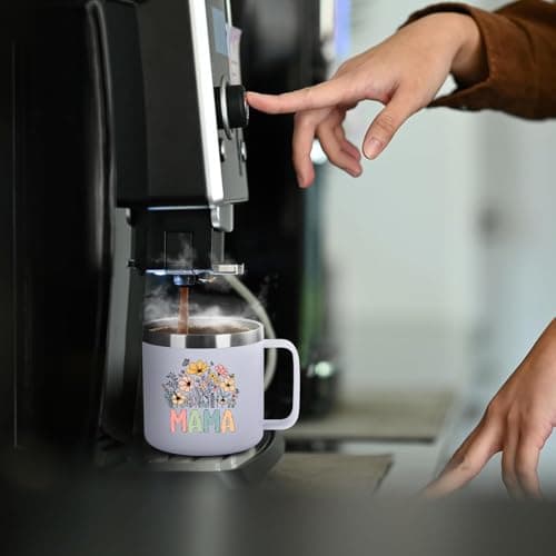 Xinvast Mama Insulated Mug with Handle, Stainless Steel Double Wall Vacuum Metal Coffee Tumbler Cup for Mom Grandma 14 oz — view 6