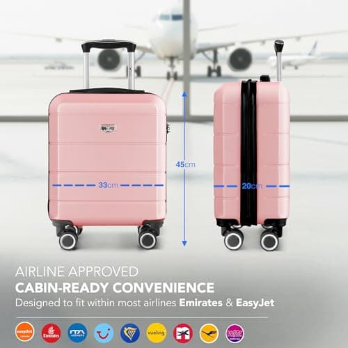 LUGG Jetset 15" Lightweight Cabin Suitcase - EasyJet Underseat Carry On Luggage, ABS Hard Shell, Scratch-Resistant Finish, Secure Lock, Smooth 360° Spinner Wheels (45x33x20cm) — view 3