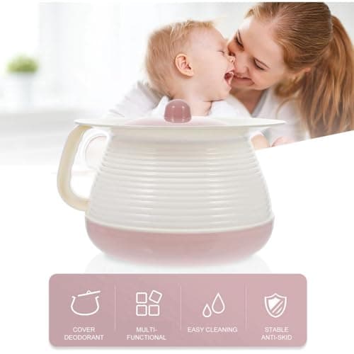 Uxsjakjsd Enamel Chamber Urinal Pot with Handle Portable Toilet Spittoon Suitable for the Elderly, Pregnant Women and Children — view 3