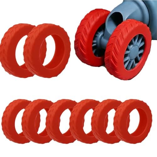 HUANGQRMENG Silicone Suitcase Wheel Protectors, Anti Dust Anti Scratch Noise Reduction Luggage Wheel Covers Replacement Covers Compatible with Carry On Travel Luggage, Red, 8 Pcs