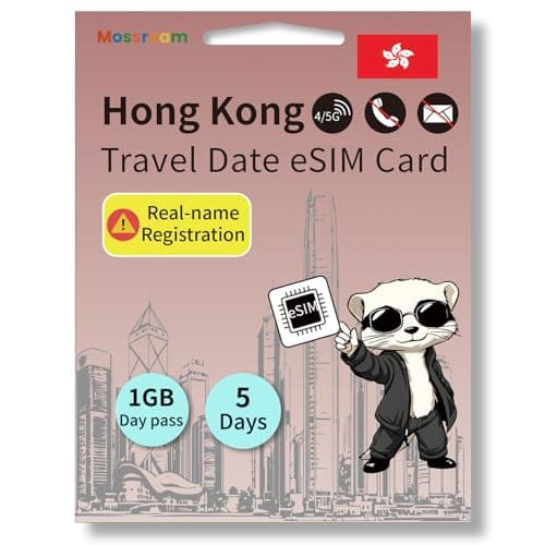 Hong Kong eSIM Data Card – 4G/5G LTE, Daily 1GB High-Speed Data, 5Days Prepaid Plan, Internet | Instant Activation | No Physical SIM Required | Ideal for Short-Term and Long-Term Travel