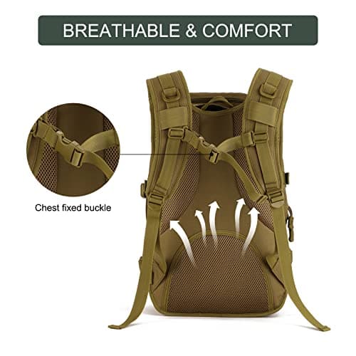HUNTVP Tactical Backpack 40L, Military Backpack Molle Rucking Rucksack Large Rucksacks Pack Army Brown Bag for Men Women Camping Hiking Fishing Hunting Travelling Trekking — view 4