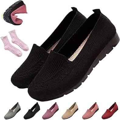 2026 Orthopedic Loafers for Women with Arch Support Slip On Flats Trainers Ladies Summer Comfortable Wide fit Lightweight Non Slip Fashion Sneakers Walking Shoes for Walking Work Travel Black