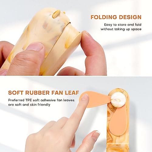 OHLGT Mini Fan Handheld, 3 Speeds Rechargeable Quiet Mini Handheld Fan[9-15 Working Hours], Portable USB Small Pocket Fan, Personal Fan with Power Bank for Travel, Outdoor or Indoor Orange (HZ001) — view 6