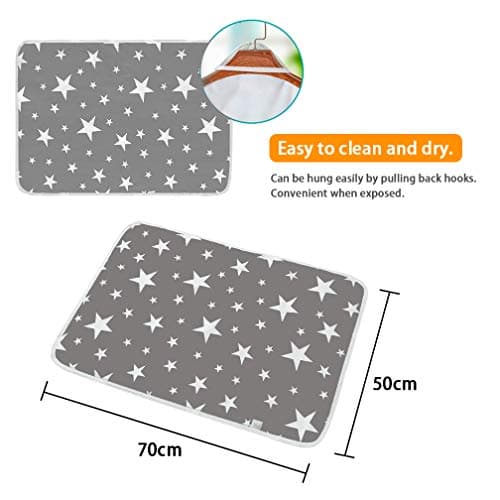 SACONELL 2 Pack Baby Waterproof Changing Mat,19.6'' X 27.5'' Portable Nappy Change Mat Unisex Infant Diapering Sheet Protector Cotton Absorbent Sheet Bed Pads — view 2