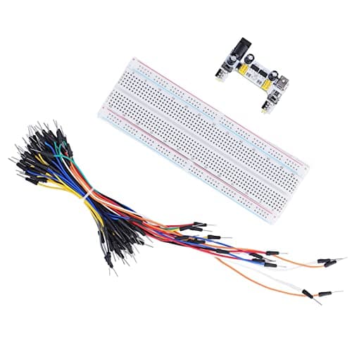 EMUKOEP Breadboard Kit Electric 830 Beginner Tie Points with Starter Cables for Power Supply 12V White — view 2