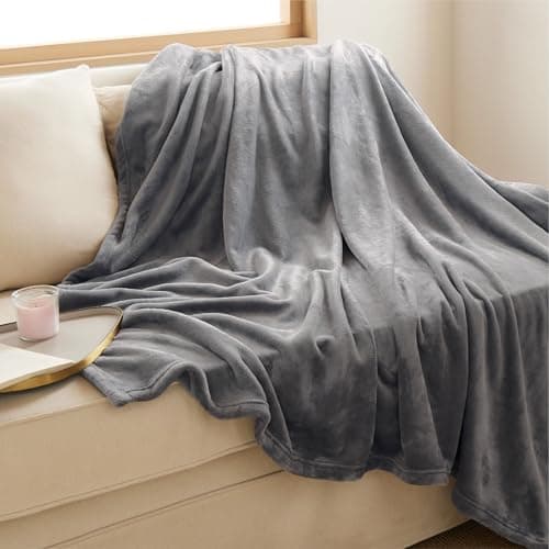 Bedsure Fleece Throw Blanket for Sofa - Flannel, Silver Grey, 130x150 cm — view 2