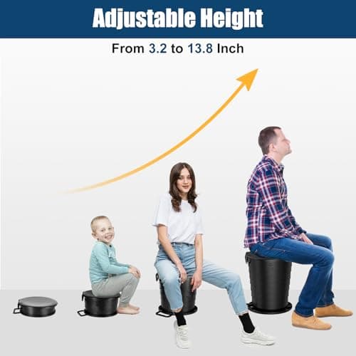 WADEO Upgraded Foldable Camping Toilet, Collapsible Potty with Lid & Toilet Roll Holder, Portable Travel WC for Camping, Trip, Car (Black - Retractable) — view 2