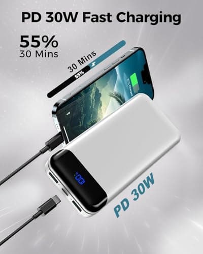 Enerwow Power Bank-27000mAh Fast Charging Portable Charger, Powerbank with USB C Input/Output, Large Capacity Mobile Phone Battery Pack with LED Display Compatible with iPhone, Huawei — view 2