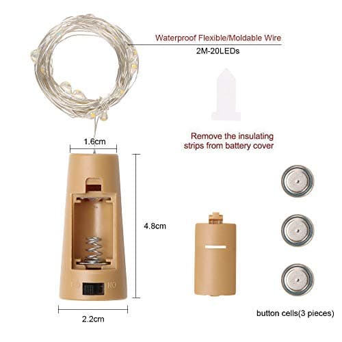 Vicloon 12 Pack Bottle Lights, String Lights Wine with Cork, 2M 20 LEDs Copper Wire Battery Operated Warm White Lights DIY Decoration for Parties, Wedding, Outdoor(Battery Box Upgrade Design) — view 2