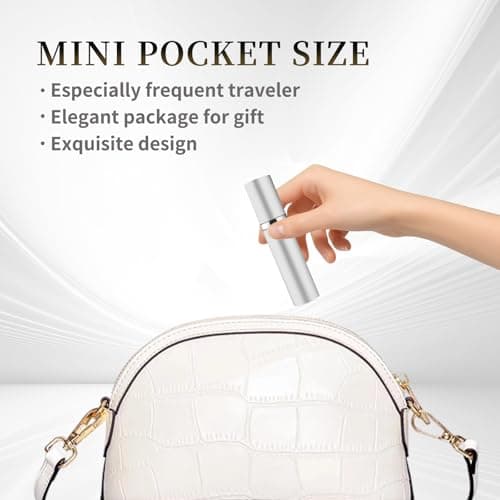 szyanlai Portable Perfume Atomiser Refillable - 5ml Empty Travel Perfume Bottle, Nano Mist, Leaking Proof, Bottom Pump without Funnel, Luxurious Mini women and men(Silver) — view 5