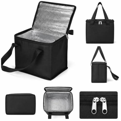 ALLGAYER Black Small Cool Bag Foil Insulated Lunch Cooler Box 1 Pack