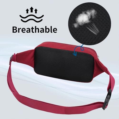 Bumbag Waterproof Bum Bag Waist Fanny Pack Running Belt for Men Women Unisex Bum Bag with Adjustable Belt for Outdoors Workout Hiking Gifts for Ladies Boys (Red) — view 6
