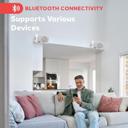 Pyle Outdoor Waterproof Wireless Bluetooth Speaker - 3.5 Inch Pair 3-way Active Passive Weatherproof Wall, Ceiling Mount Dual Speakers System w/Heavy Duty Grill, Patio, Indoor Use — view 6