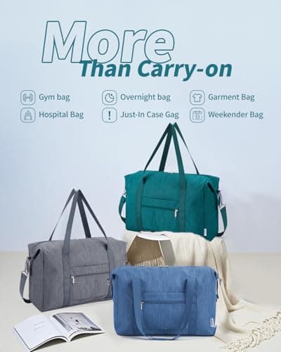 Narwey for Ryanair Cabin Bags 40X30X20 Underseat New Ryanair Small Foldable Travel Duffel Hospital Weekend Bag for Women Ryan Air Carry on Luggage Holdall Tote for Men 20L (Teal) — view 6