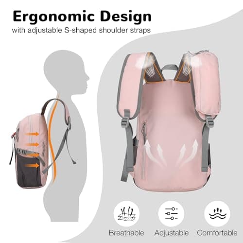 Outplea 12L Small Hiking Backpack for Women Girls, Mini Waterproof Casual Daypack with Phone Holder, Children's Outdoor Rucksack, Pink — view 3