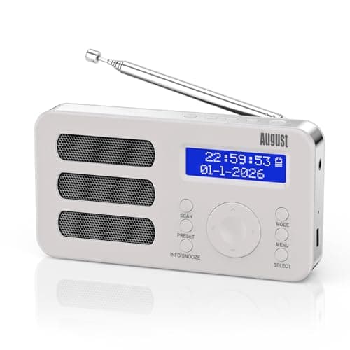 August MB225W Portable DAB/DAB+/FM Radio, Dual Alarm, Sleep Timer, RDS