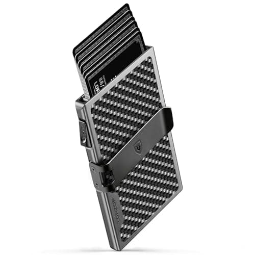 LORZOR Minimalist Wallet Slim in Military-Grade Carbon Fiber, Card Wallet Men with Removable Money Clip, Credit Card Holder RFID Blocking, Smart Wallets Small Design for 7 Cards, Gift