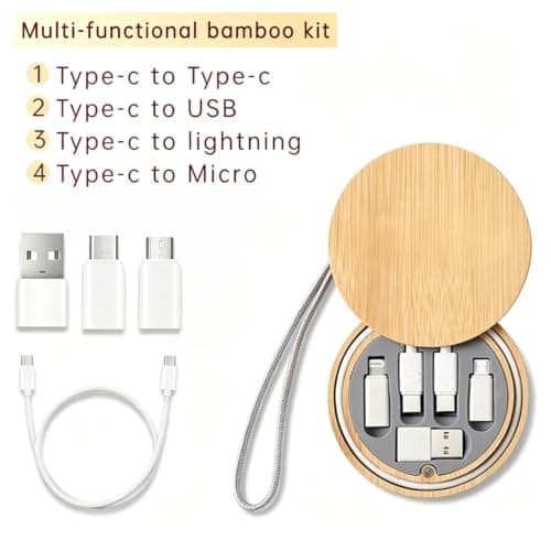 6 in 1 Multi Functional Bamboo Charging Cable Kit — view 2