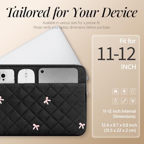 BAAGOAZ 11-12.9 Inch Laptop Sleeve Case with Front Pocket, Black — view 4