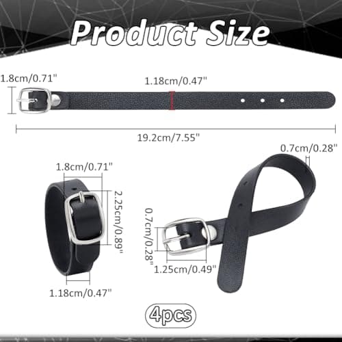 NBEADS 4 Pcs Leather Luggage Straps, 19.2×1.2cm Black Kilt Extender Buckle Straps Mini Suitcase Belts for ID Name Card Pass Hanging Accessories Tight Fitting Kilts — view 2