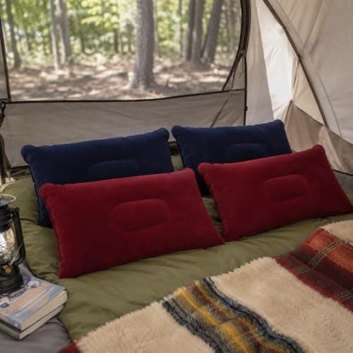 TRIXES Inflatable Pillows 4-Pack, Navy & Burgundy - Lightweight Pillows — view 2