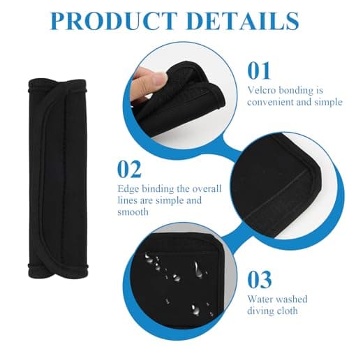 2 Pcs Luggage Handle Wraps, Luggage Handle Wrap & Coversluggage, Soft Neoprene Comfort Covers for Suitcase, Universal Size, Durable and Washable Travel Accessories in Classic Black — view 3