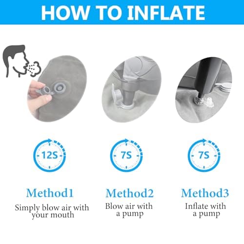 Inflatable Donut Pillow Seat Cushions, Hemorrhoid Cushion, Inflatable Cushions to Sit On, Ring Donut Cushion for Coccyx Pain Bed Sores Office Workers Drivers Pregnancy Travel Sitting,with Pump(Grey) — view 3