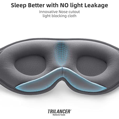 2026 Innovative Sleeping Mask for Men and Women 99.99% Light Blocking Ergonomic Adjustable Eye Mask with Earplugs for Sleep, Nap, Meditation, Travel, Comfortable Night's Sleep (Grey) — view 3