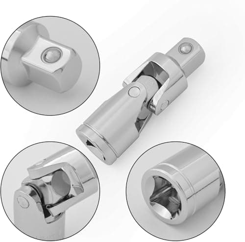 Gunpla 3 Pieces Impact Universal Joint Socket Set Swivel Drive Adapter Reducer CR-V Steel Silver Chrome Finish 1/4" 3/8" 1/2" (6.3mm/10mm/12.5mm) — view 5