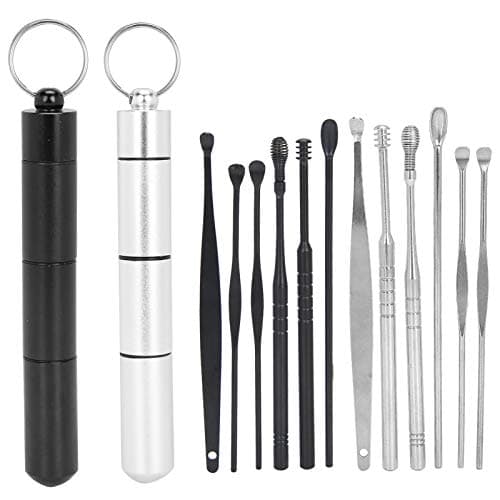 Fabater Earwax Remover Kit, Stainless Steel, 12 Pcs (Black Silver) — view 6