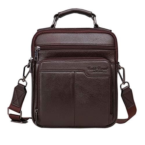Xieben Business Leather Shoulder Messenger Bag for Men Travel Outdoor Crossbody Handbag Briefcase Wallet Phone Pouch Purse Casual Daypack Coffee — view 4