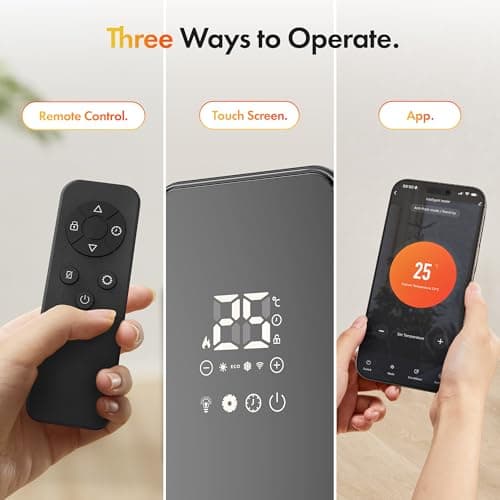 VonHaus Oil Filled Radiator – Digitial LED Oil Heater with Remote Control, WiFi Smart Compatible with Alexa/Google Home – Portable Electric Free Standing 2500W – 24 hour Timer, Adjustable Thermostat — view 5