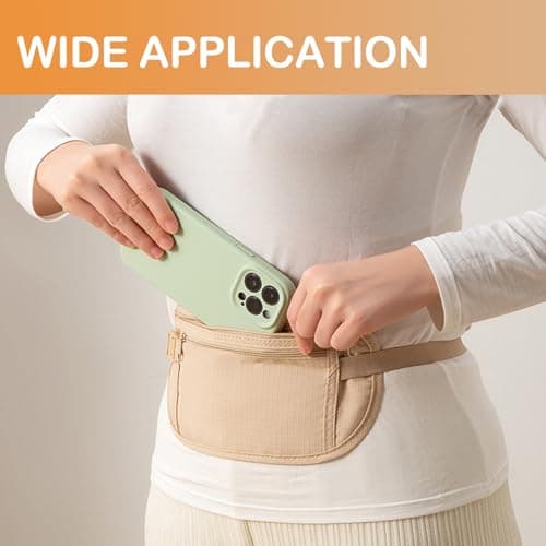 Pinpulux 2Pcs Travel Money Belt, Ultra-Thin Secure Travel Passport Cover in-Garment Hidden Anti-Theft Waist Bag Money Pouch Belt Wallet Holder Under Clothes Cash Credit Cards for Women Men — view 5
