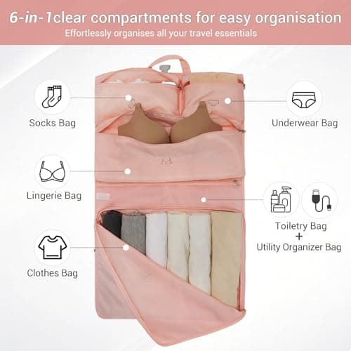Kono 6-in-1 Compression Packing Cube Expandable Suitcase Organiser (Pink) — view 3