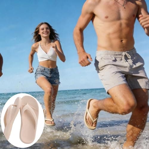 InfiniZer Arch Support Flip Flops Thick Sole Platform Sandals, Non-Slip Cushioning Thong for Women Men UK 3-10 (Khaki, Adult, Men, 4, Numeric Range, UK Footwear Size System, 5, Medium) — view 3