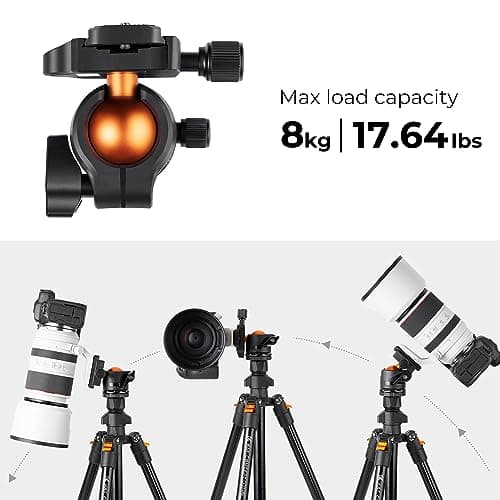 K&F CONCEPT 64inch/163cm Travel Camera Tripod with Phone Holder — view 4