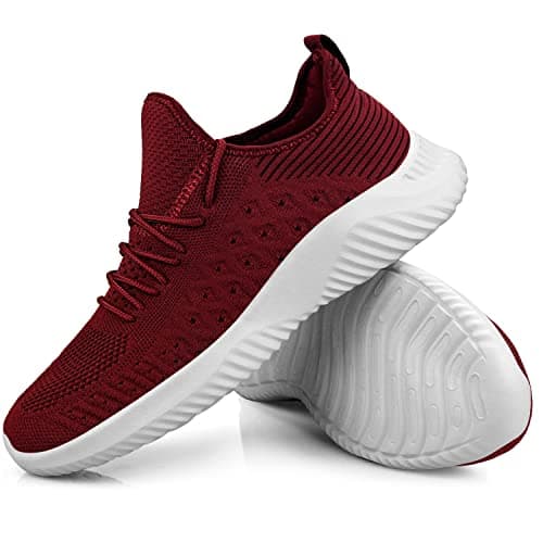 Feethit Men's Running Shoes Breathable Lightweight Comfortable Fashion Non-Slip Sneakers for Men, Burgundy, 9 UK — view 6